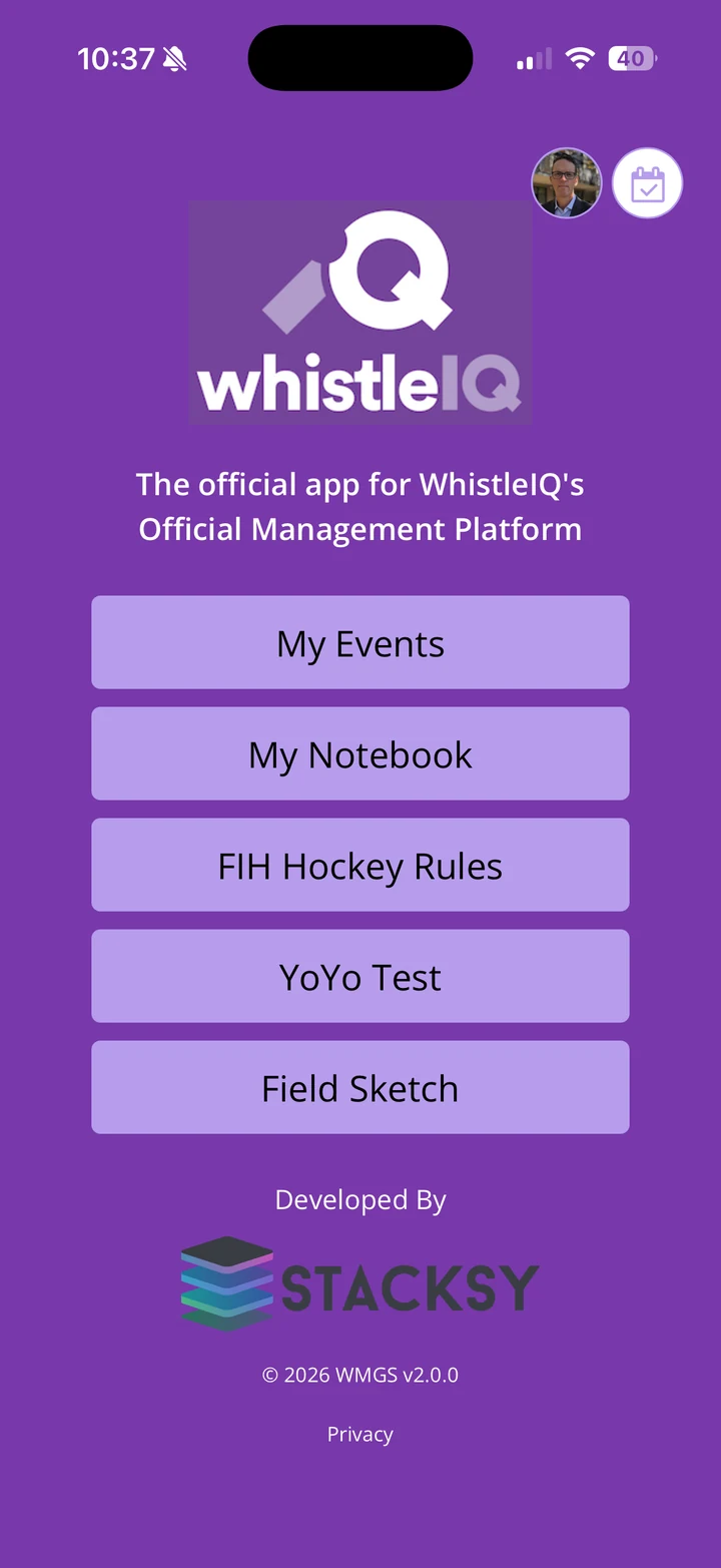 The WhistleIQ mobile app home screen